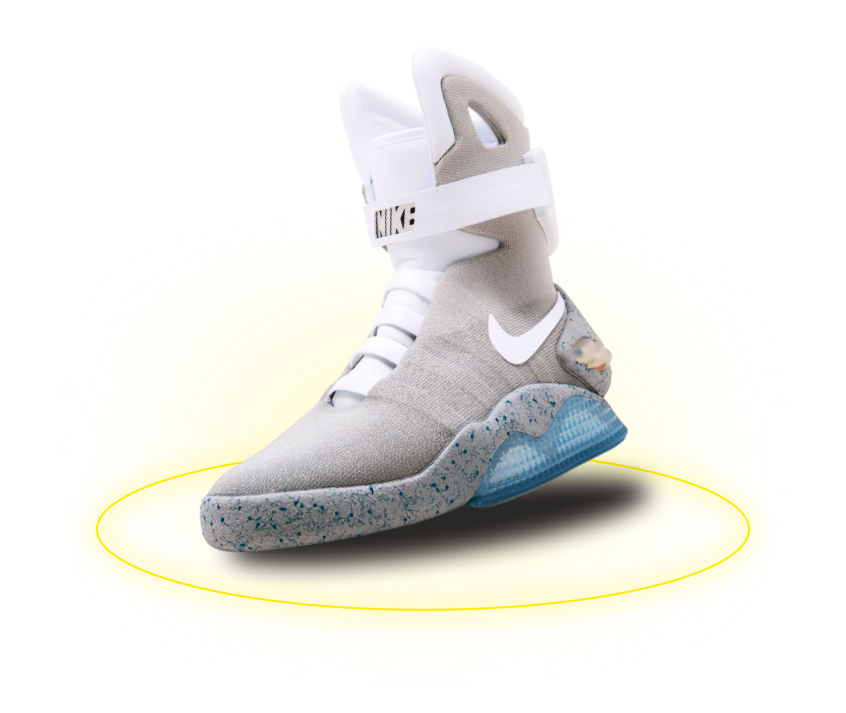 Кроссовок Nike Air Mag с золотым кольцом под подошвой